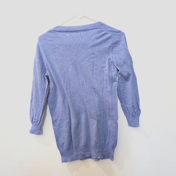 J.Crew 3/4 Sleeve Periwinkle Blue Pull Over Sweater 100% Cotton, Womens Small - Picture 2 of 10